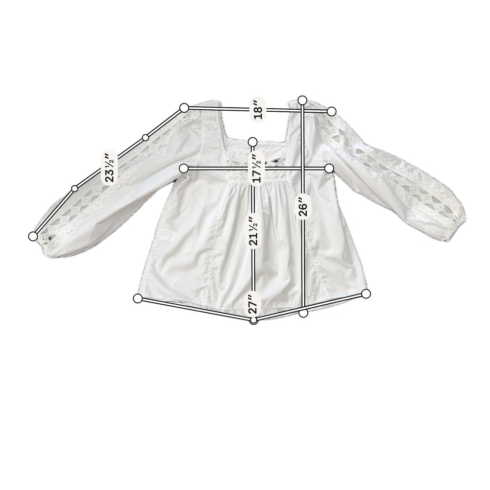 Devotion Twins White Cotton Eyelet Lace Square Neck Blouse Top Size Small - Picture 9 of 10